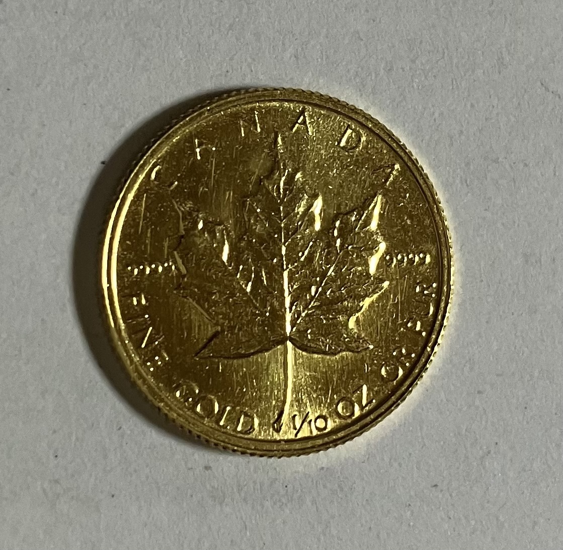 メイプルリーフ金貨 1/10oz 1992年 メープルリーフ金貨 1/10