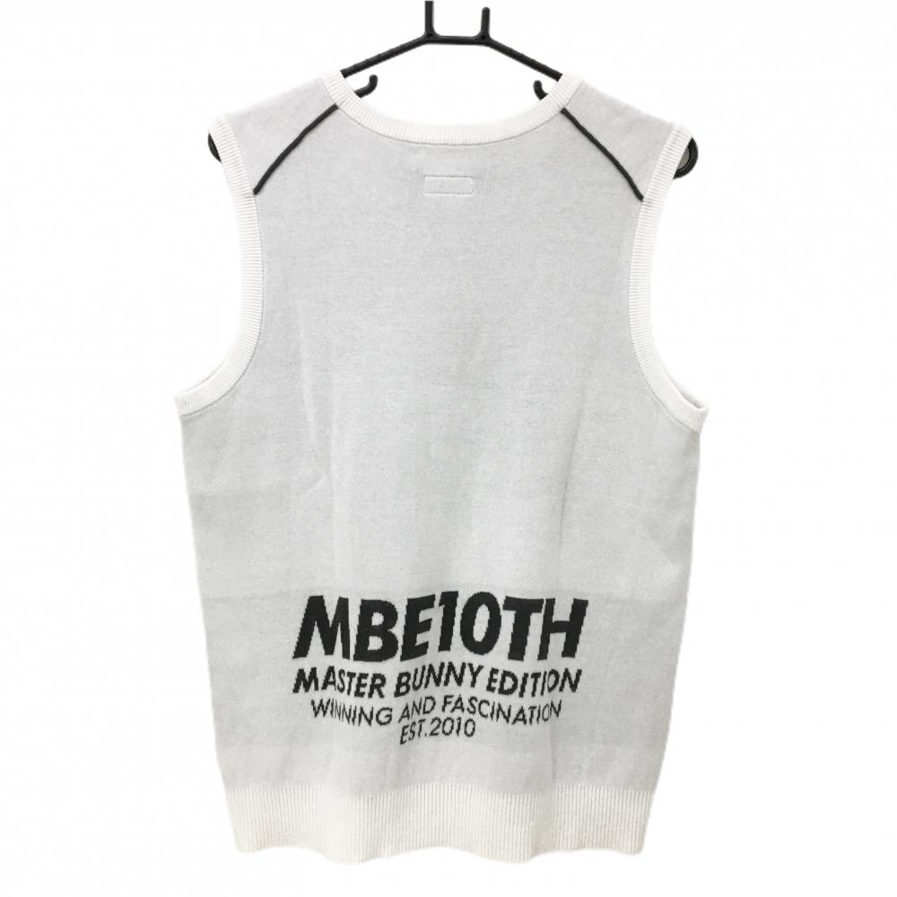 【超美品】マスターバニー ニットベスト 白×黒×グレー 10周年 Vネック コットン混 メンズ 4(M) ゴルフウェア MASTER BUNNY EDITION_画像2