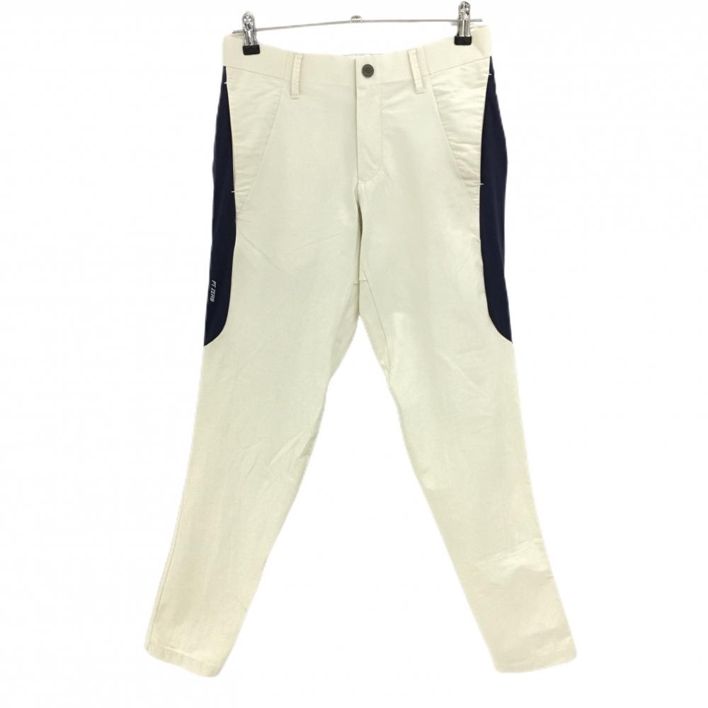 デサントゴルフ パンツ 白×ネイビー バックロゴ 中田英壽 メンズ SS ゴルフウェア DESCENTE