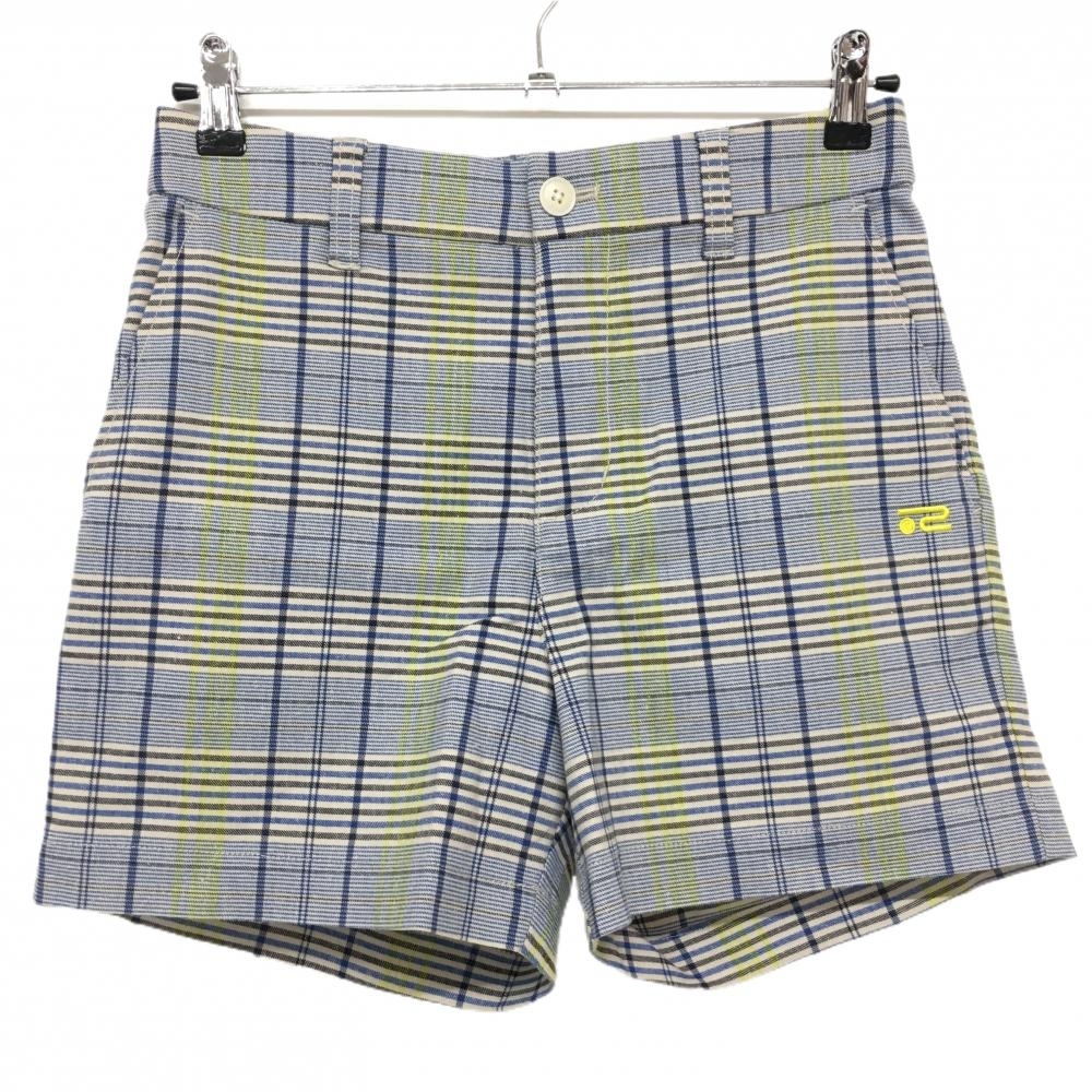 【超美品】ロサーセン ショートパンツ ベージュ×ブルー チェック ストレッチ レディース 40(M) ゴルフウェア Rosasen