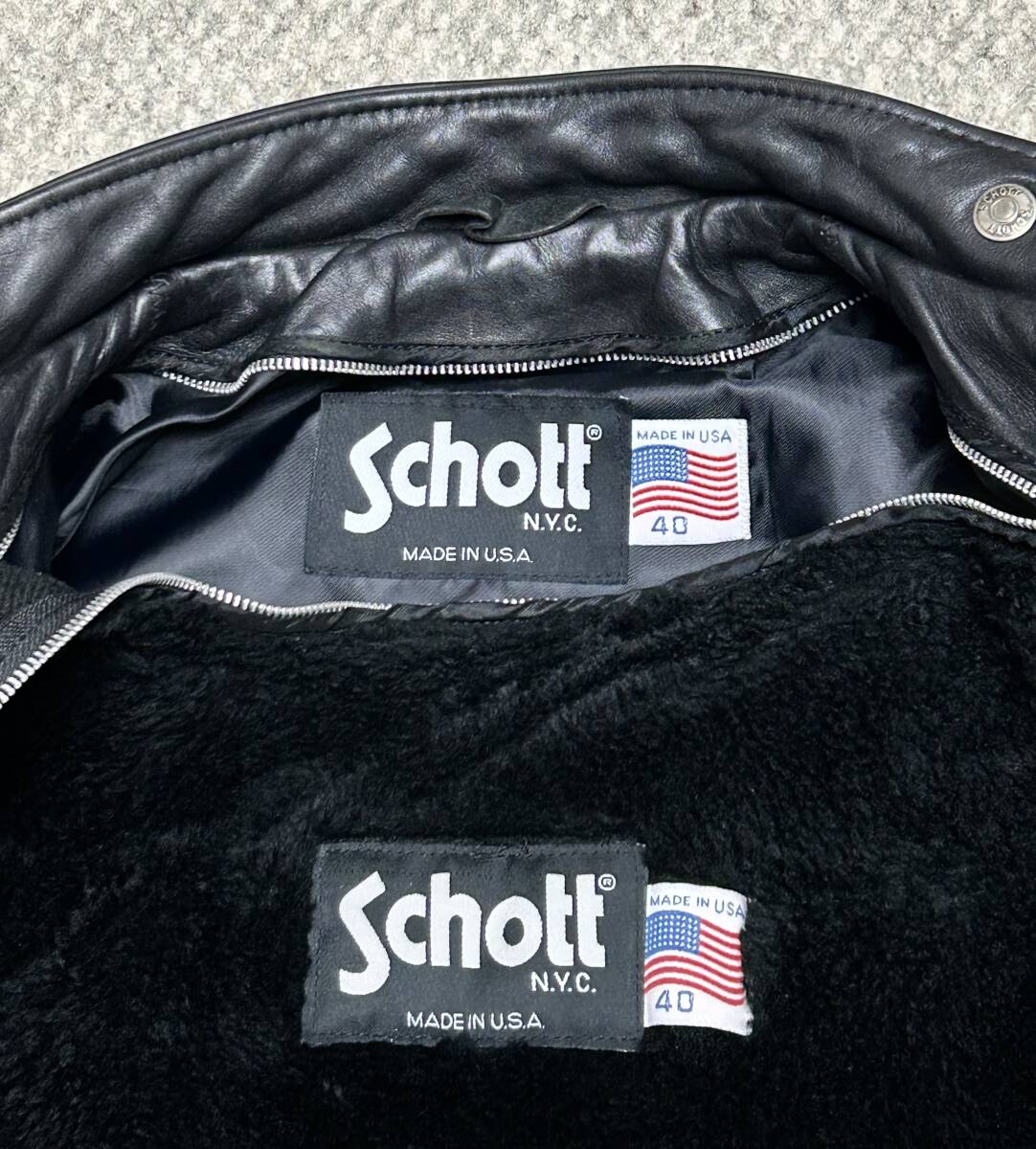 ②schott【40】641ライナー付 米国製◇牛革ジャンハーレーgpz