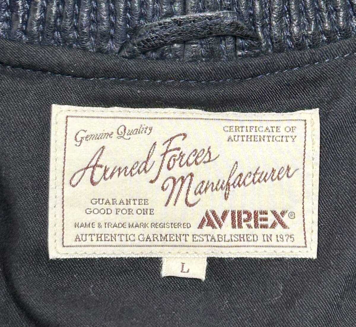美品②AVIREX【L】MA-1レザー◇TOPGUN アヴィレックス gpz アビレックス　ハーレー★匿名配送★ショベル　HARLEY 革ジャン