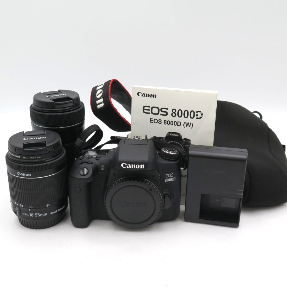 1円? Canon キヤノン EOS 8000D デジタル一眼レフカメラ レンズ2點 ケース付 動作確認済 現(xiàn)狀品 y203-3668801【Y商品】