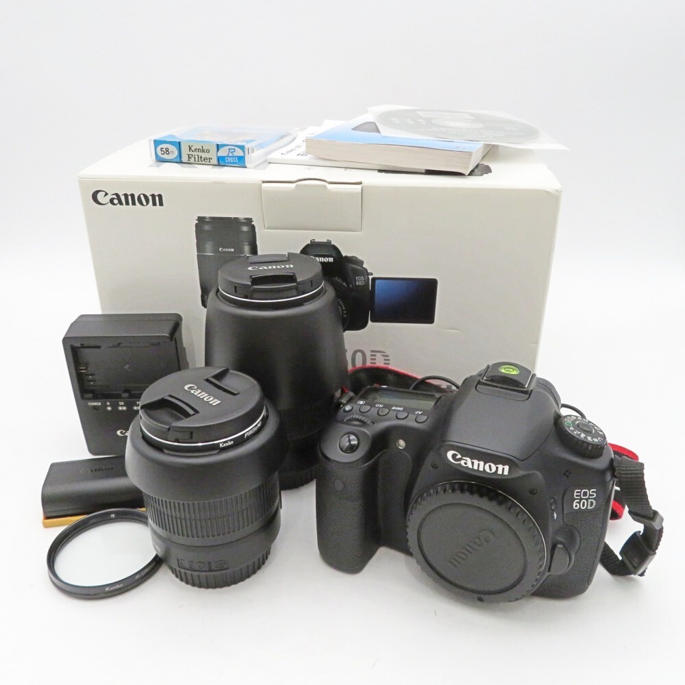 1円? Canon キヤノン EOS 60D ダブルズームキット 箱付 通電のみ確認(rèn)済 動(dòng)作未確認(rèn) 現(xiàn)狀品 y276-3652406【Y商品】