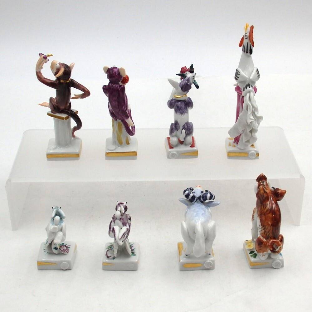 1円? Meissen マイセン 干支 卯 未 申 酉 戌 亥 ペーター?シュトラング 手びねり人形 フィギュリン 計8點 箱付 y19-3635551【Y商品】