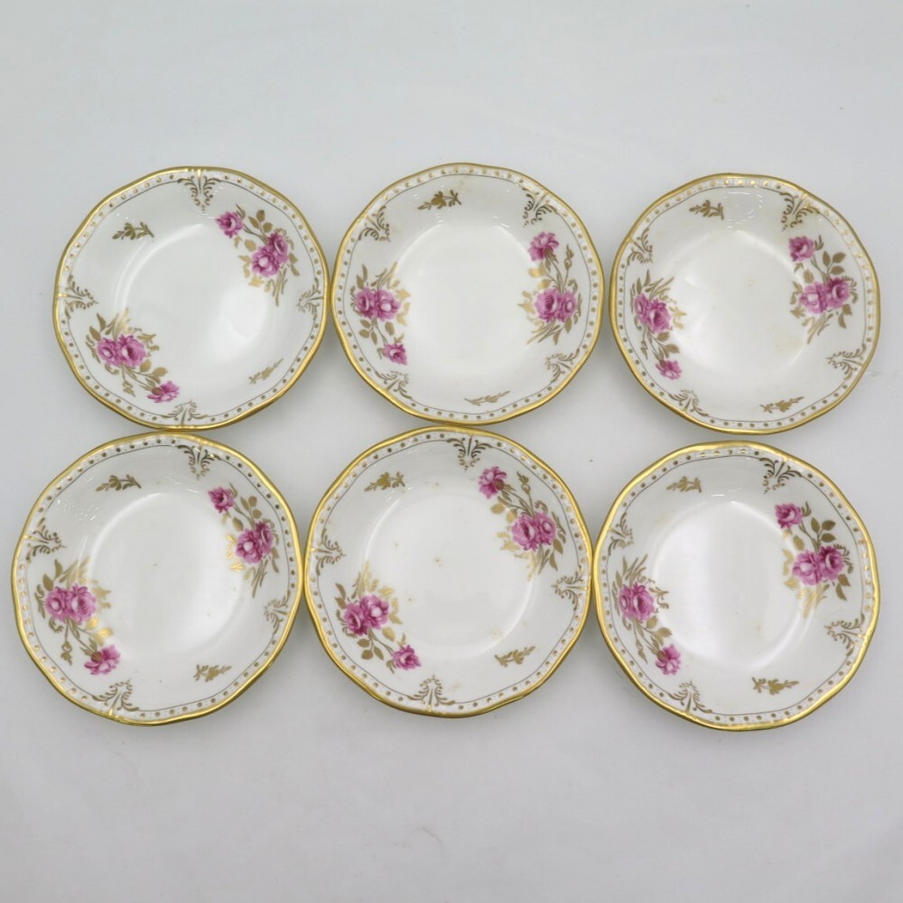 1円? ロイヤルクラウンダービー ロイヤルピンクストンローズ フルーツ皿/20cm プレート 計12點 箱付 y191-3751831【Y商品】