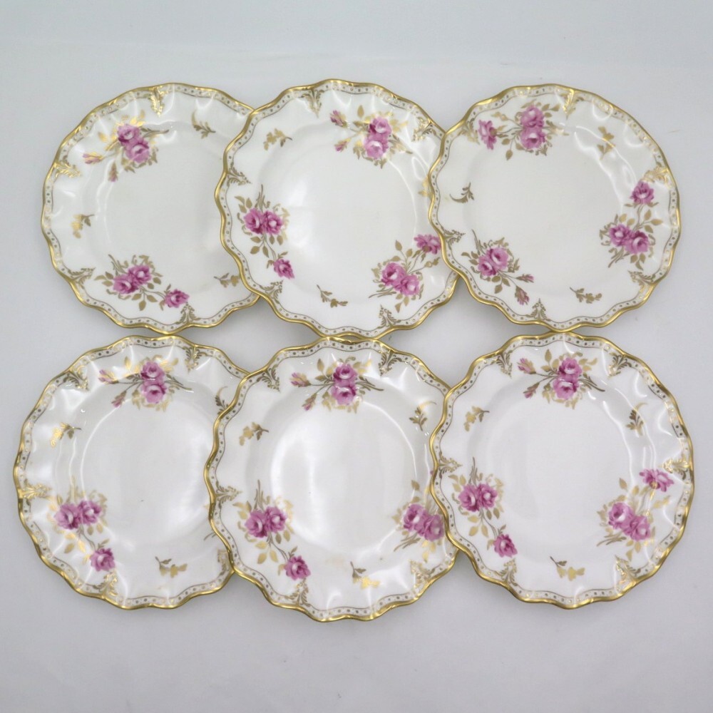 1円? ロイヤルクラウンダービー ロイヤルピンクストンローズ フルーツ皿/20cm プレート 計12點 箱付 y191-3751831【Y商品】