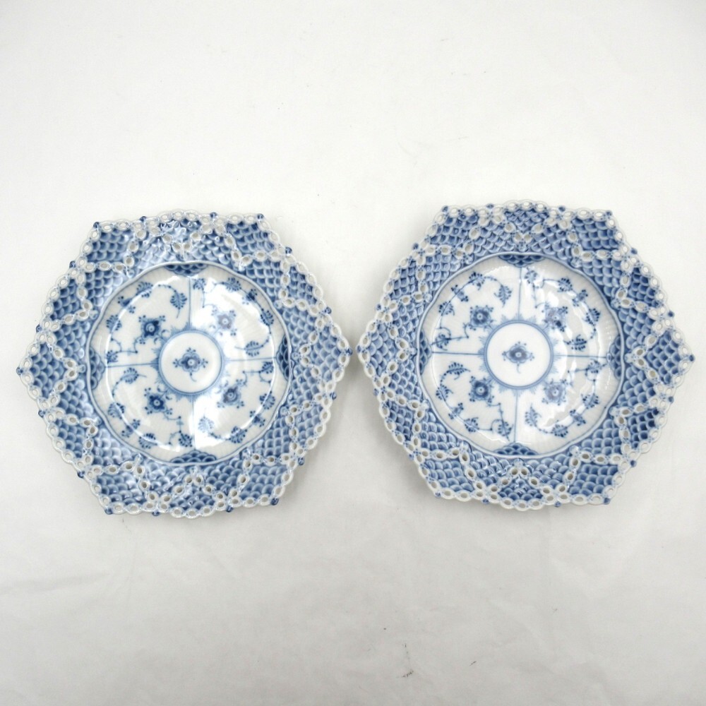 1円? ロイヤルコペンハーゲン ブルーフルーテッド ダブルレース 約21cm プレート 計(jì)2點(diǎn) y102-3715204【Y商品】
