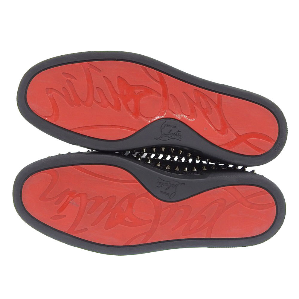 【本物保証】 箱?布袋付 超美品 クリスチャン ルブタン CHRISTIAN LOUBOUTIN ピックボート 3191304 25cm 靴 スリッポン スパイク スタッズ