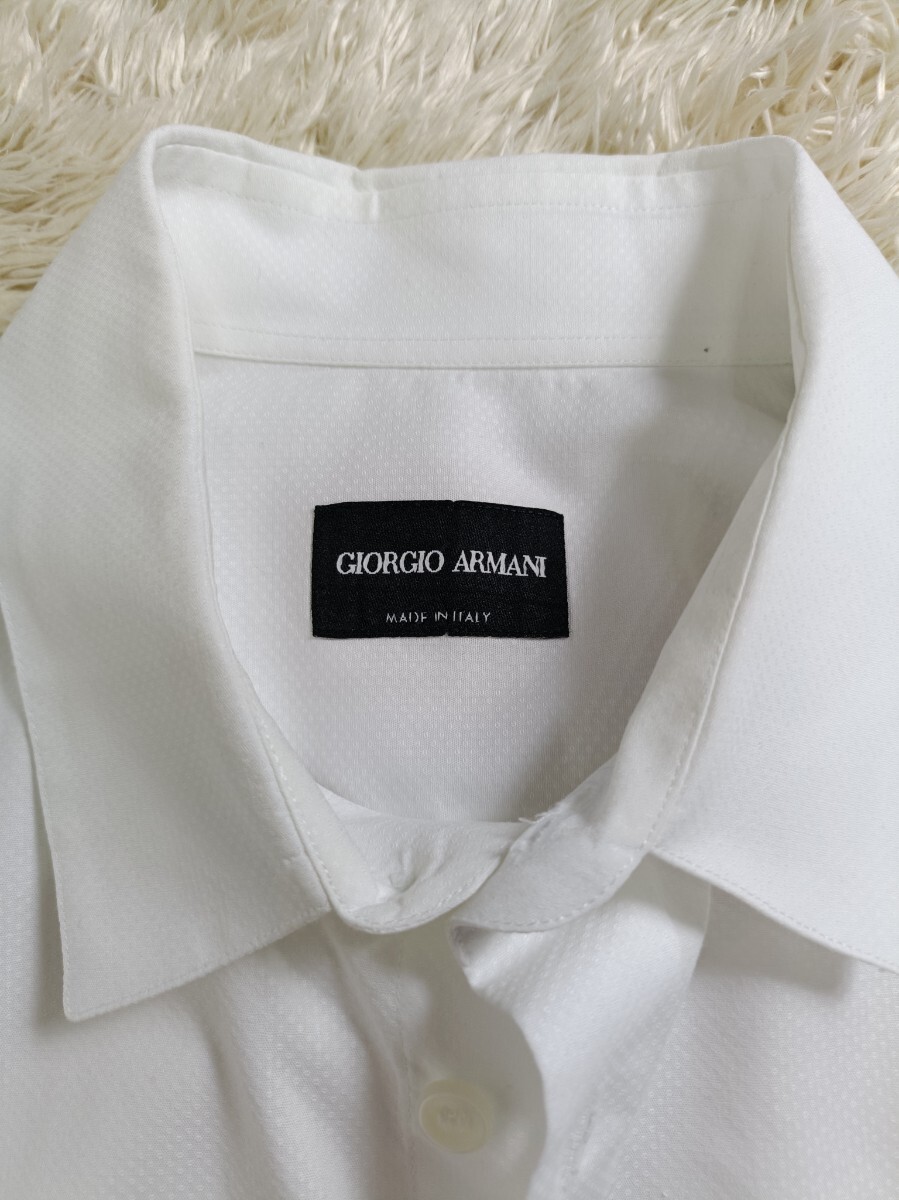GIORGIO ARMANI ジョルジオアルマーニ シャツ【サイズ40 15 3/4 170/96A】【白シャツ】【ビジネス】【長(zhǎng)袖シャツ】1000円スタート