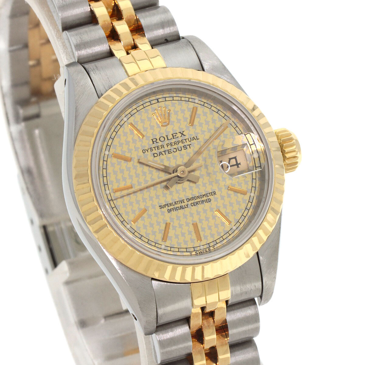 ROLEX ロレックス 69173 デイトジャスト 千鳥格子 ハウンドトゥース 腕時計 ステンレススチール SSxK18YG レディース 中古