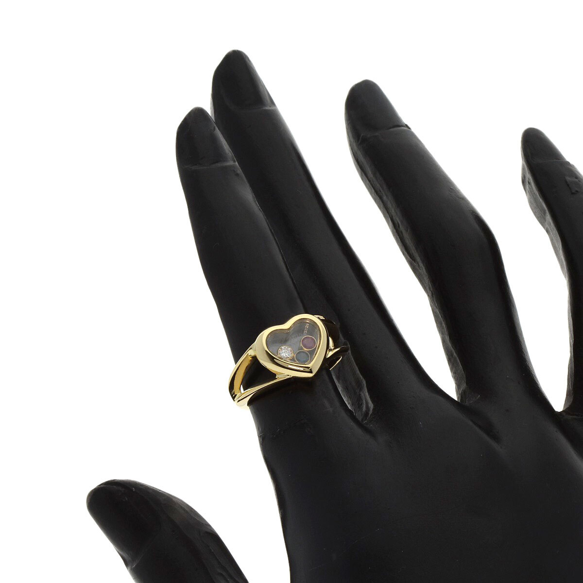 Chopard ショパール ハッピーダイヤモンド ルビー サファイア リング?指輪 K18イエローゴールド レディース 中古