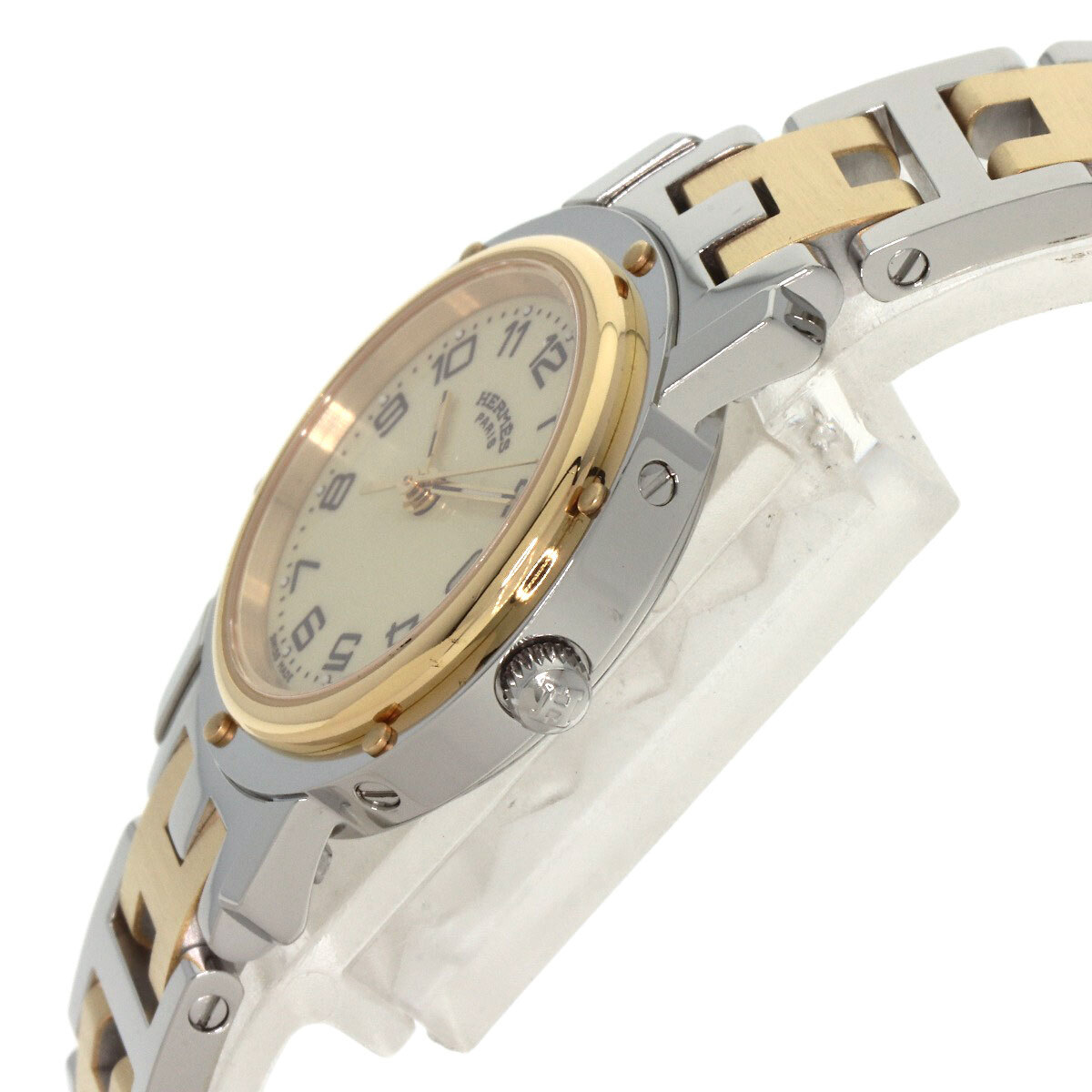 HERMES エルメス CL4.220 クリッパー 腕時(shí)計(jì) ステンレススチール SSxGP レディース 中古