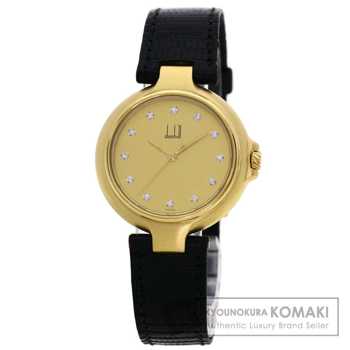 Dunhill ダンヒル ミレニアム 12P ダイヤモンド 腕時(shí)計(jì) GP リザード メンズ 中古