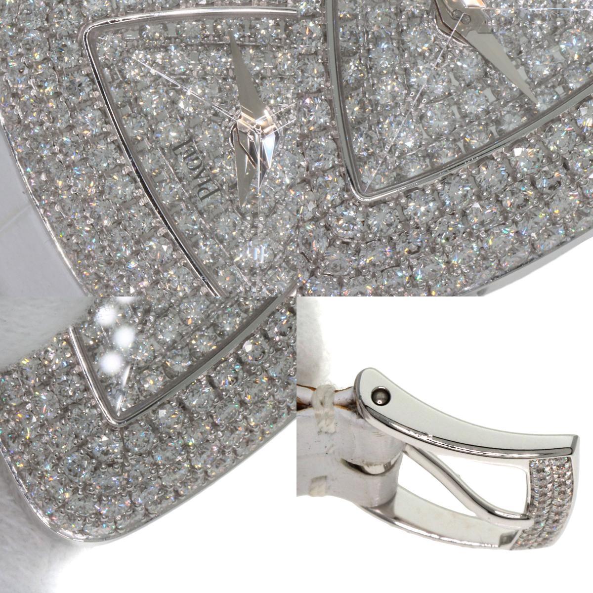 PIAGET Piaget P10318 lime свет треугольник полный бриллиант наручные часы K18 белое золото кожа женский б/у 