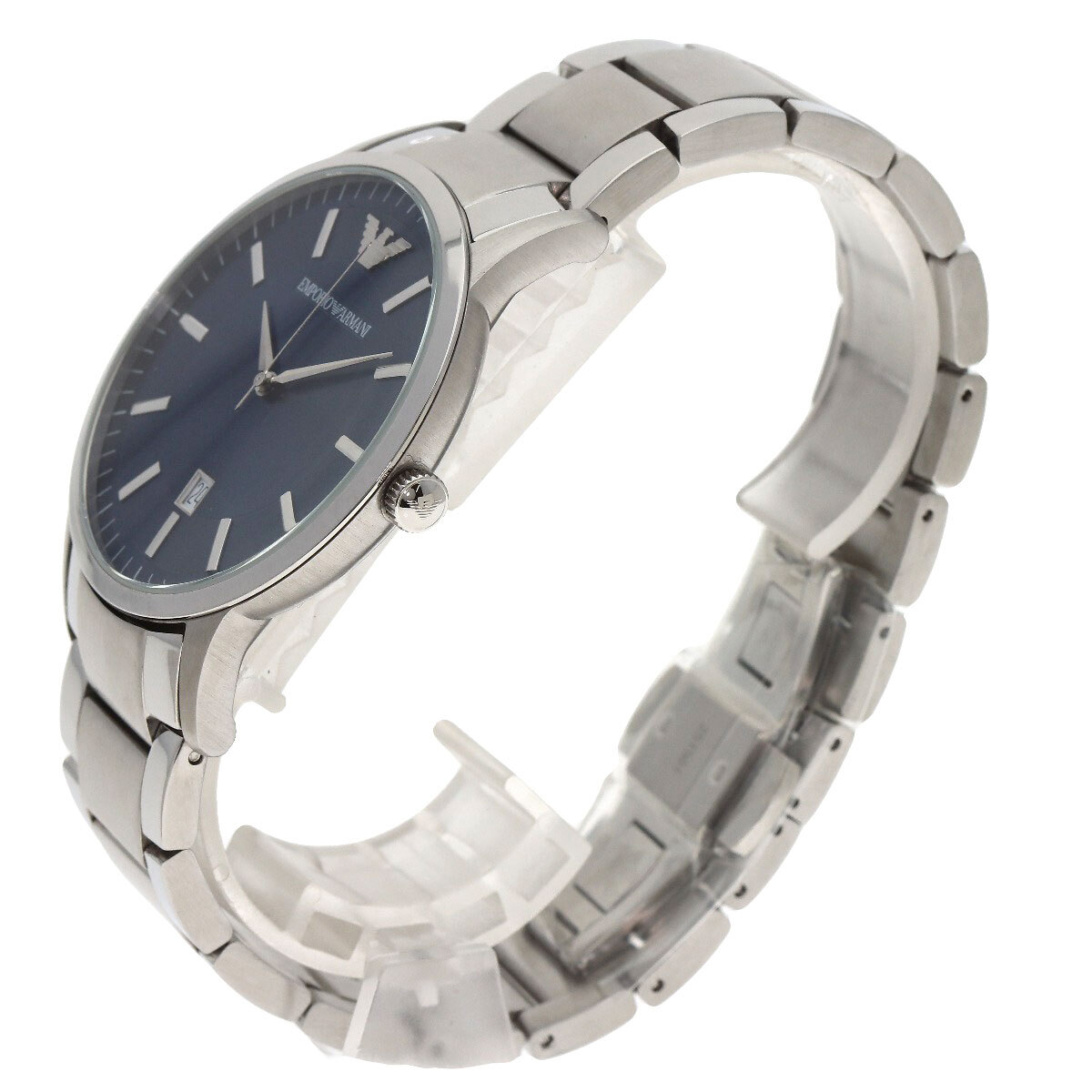 Emporio Armani エンポリオ?アルマーニ AR2477 ラウンドフェイス 腕時計 ステンレススチール SS メンズ 中古