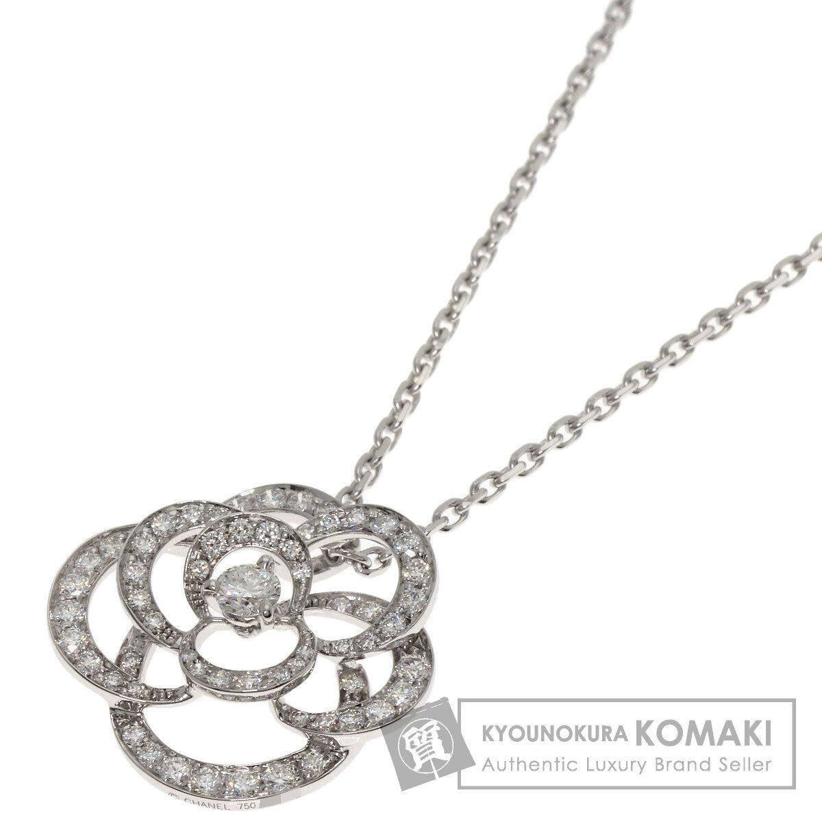 CHANEL シャネル カメリア フラワー ミディアム ダイヤモンド ネックレス K18ホワイトゴールド レディース 中古