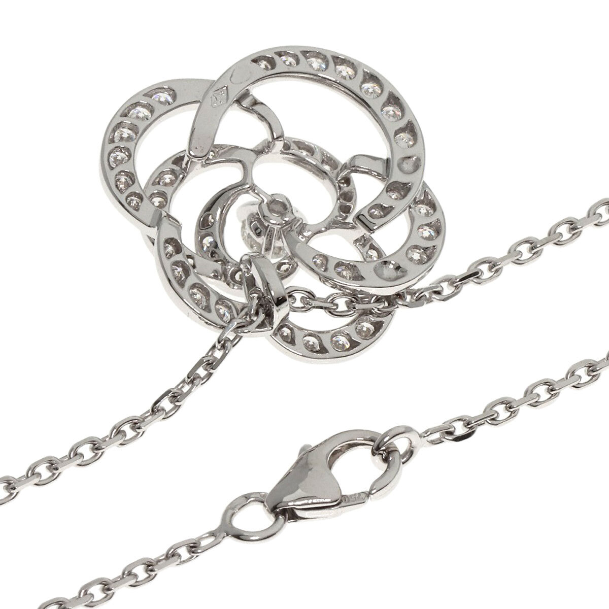 CHANEL シャネル カメリア フラワー ミディアム ダイヤモンド ネックレス K18ホワイトゴールド レディース 中古