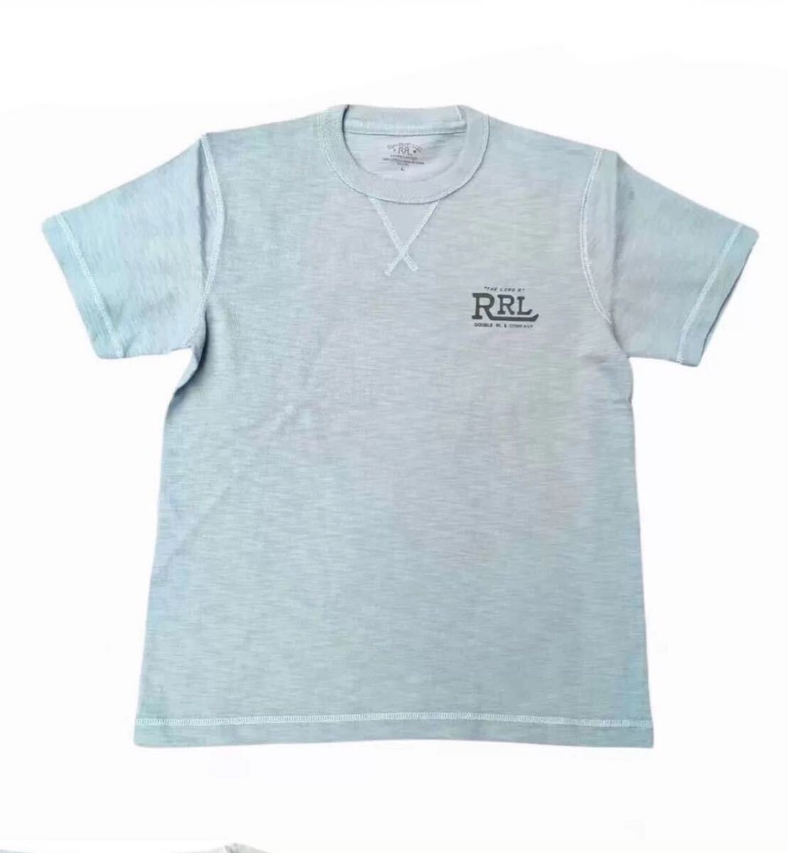 RRL DOUBLE RL 前V Tシャツ スカイブルー Mサイス