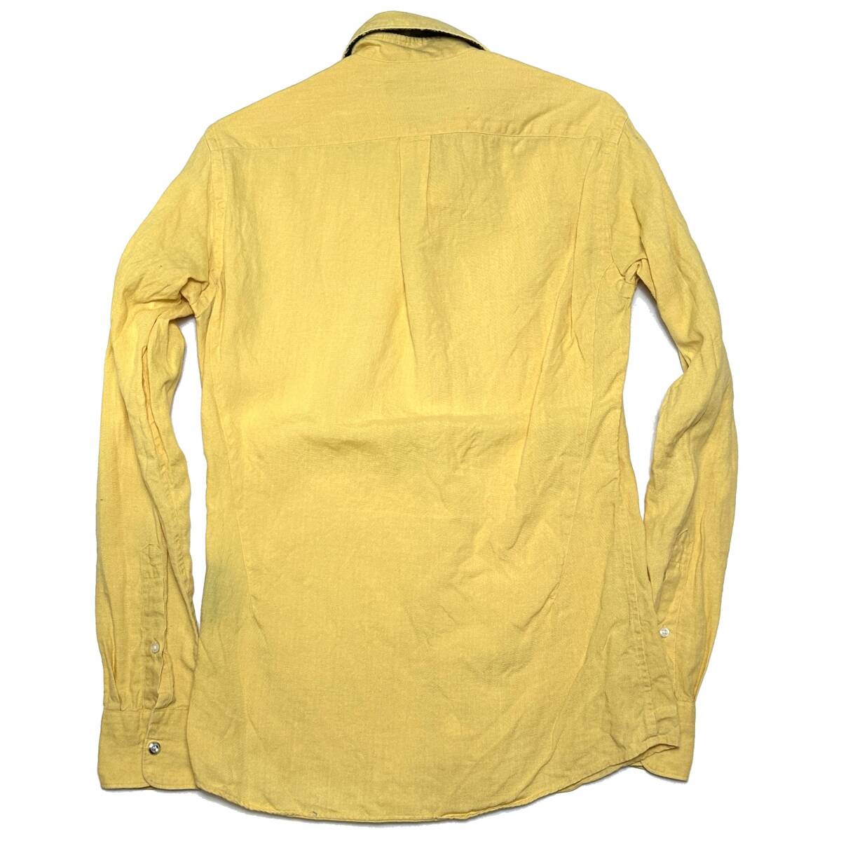 定価2.6萬 junhashimoto FRENCH LINEN HORIZONTAL SHIRTS サイズ2 イエロー ジュンハシモト リネンホリゾンタルシャツ akm wjk 1piu