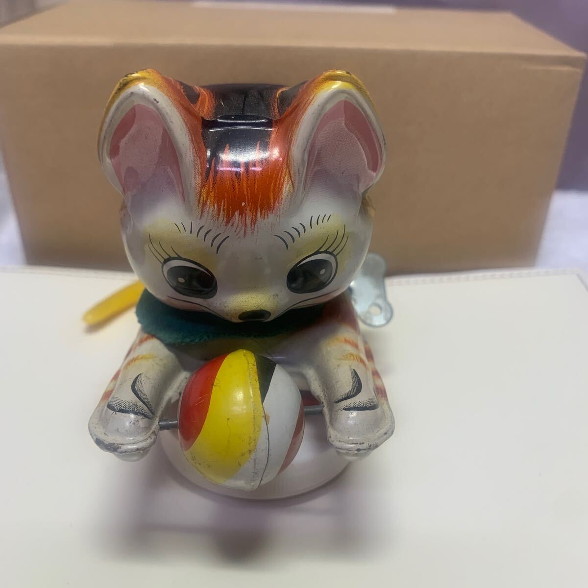 ブリキおもちゃ 猫 ゼンマイ 昭和レトロ アンティーク 缶ケース