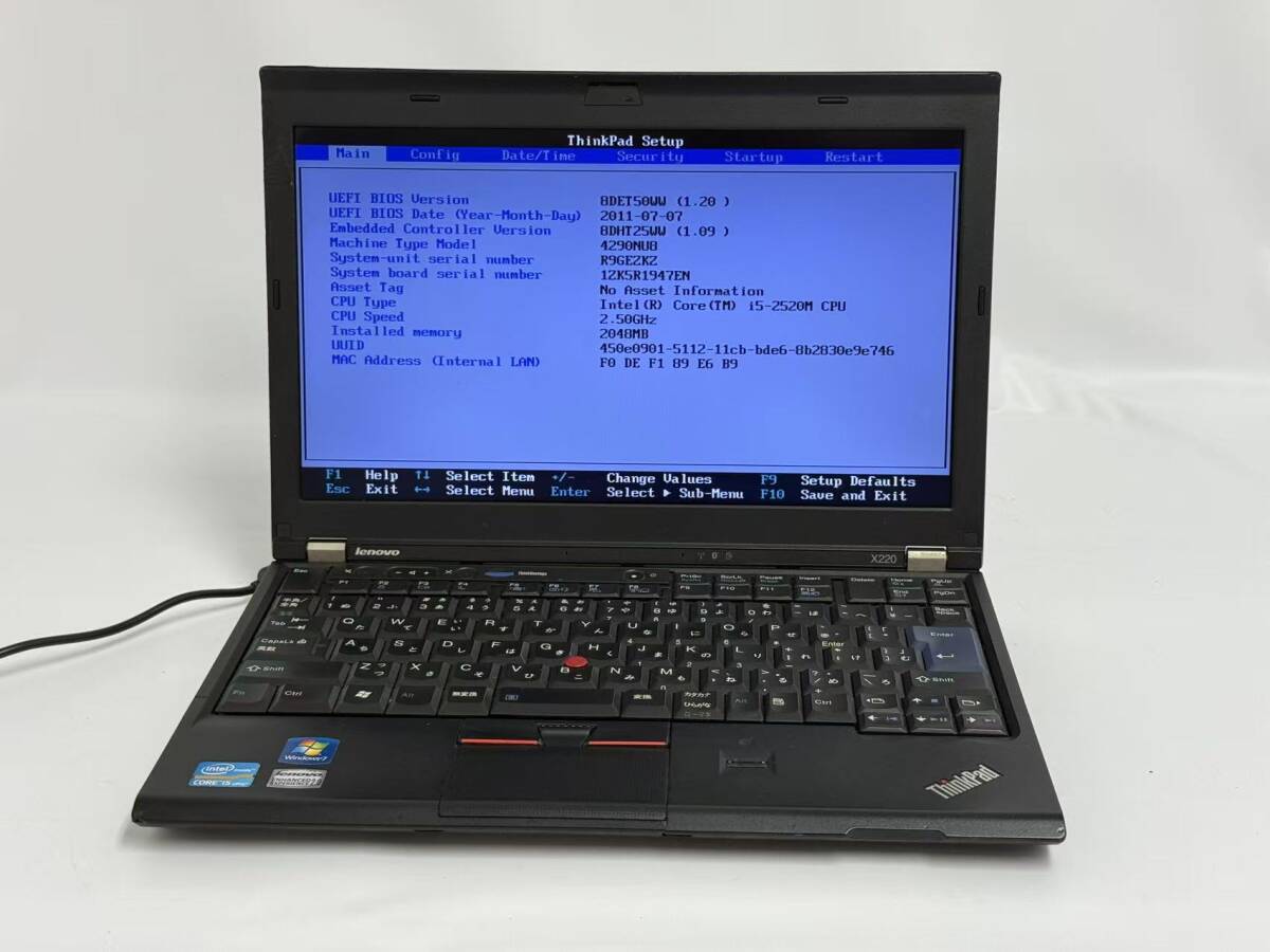 起動(dòng)確認(rèn)のみ(ジャンク扱い)レノボ Lenovo ThinkPad X220 CPU Core i5-2520M/ メモリ2GB/ HDD 無(wú)し「YHOK000264」