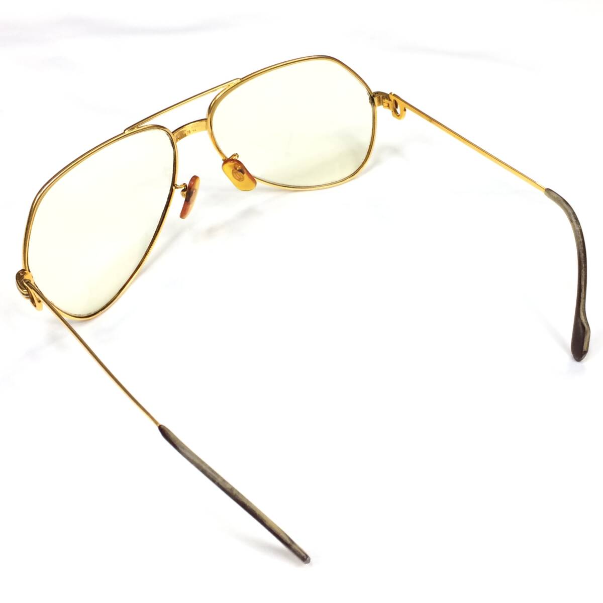 希少 Cartier カルティエ フランス制 アンティーク レトロ 金 140 ゴールドカラー 62□14 アイウェア サングラス メガネ 度ナシ 伊達メガネ