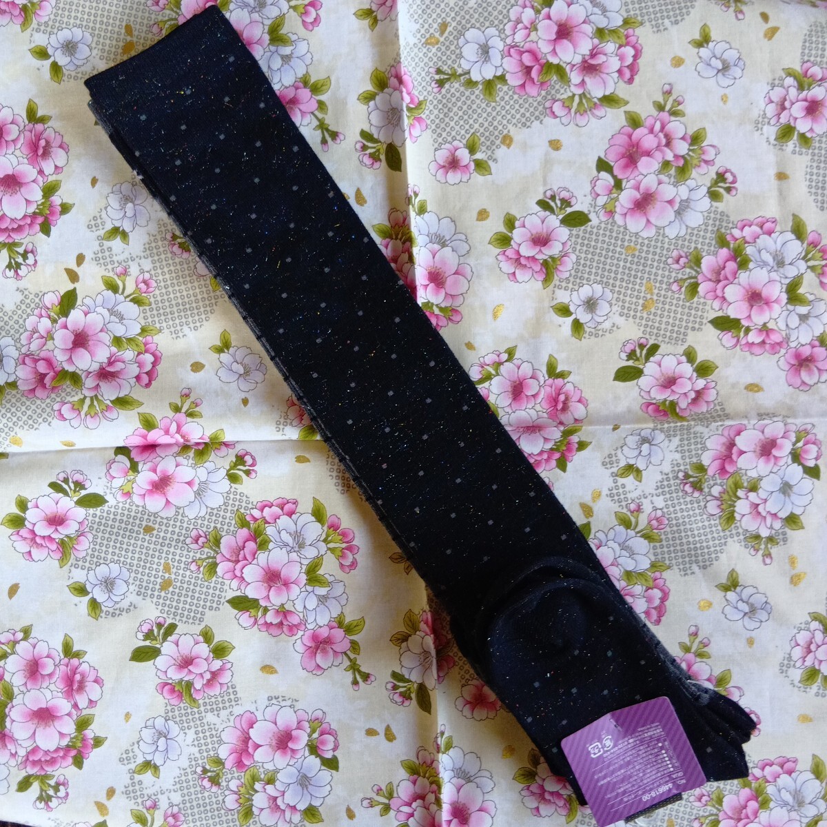 * женщина . over колено носки 2 пара комплект 19cm~24cm 50. длина ( серый земля boda- Kirakira & чёрный земля точка рисунок Kirakira )