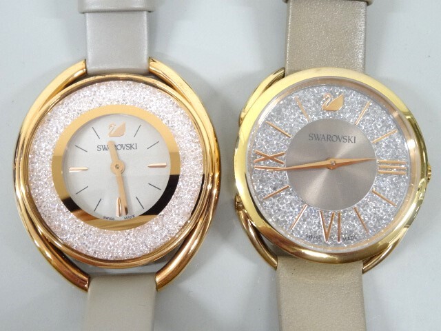 ジャンク 2點(diǎn)セット まとめて SWAROVSKI スワロフスキー クリスタル 5158544 CRS クオーツ レディース 腕時(shí)計(jì)