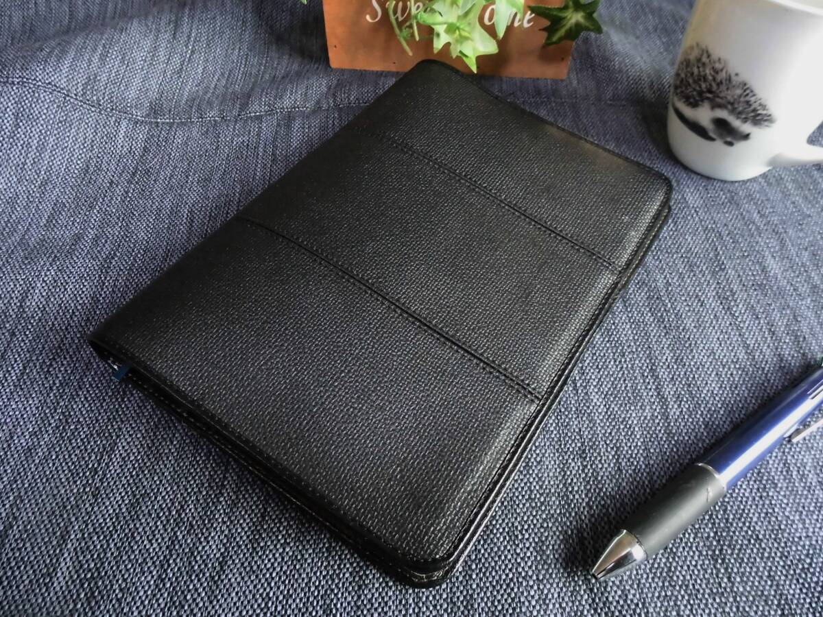 オーダーメイド【B5大学サイズノートカバー】地縫い■合皮サニー■ブラック_画像2