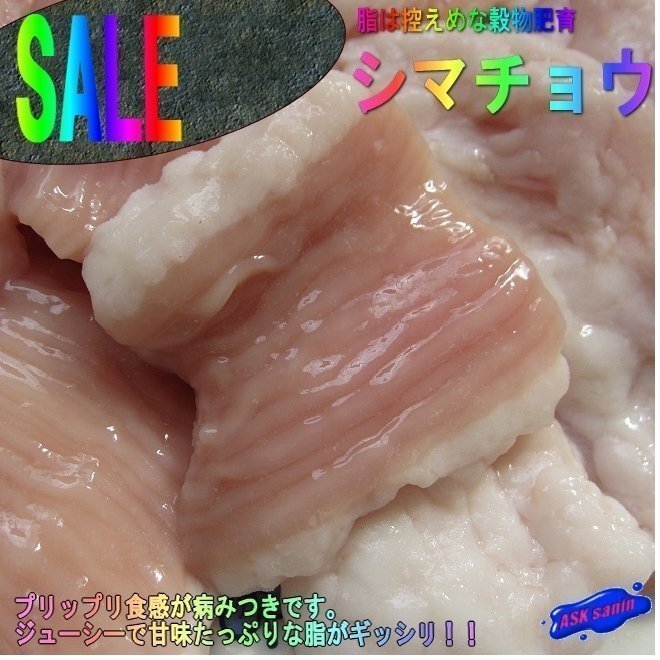 プロ用「シマ腸 1kg」脂控えめ　谷物肥育／國産　もちろんモツ鍋最高??！