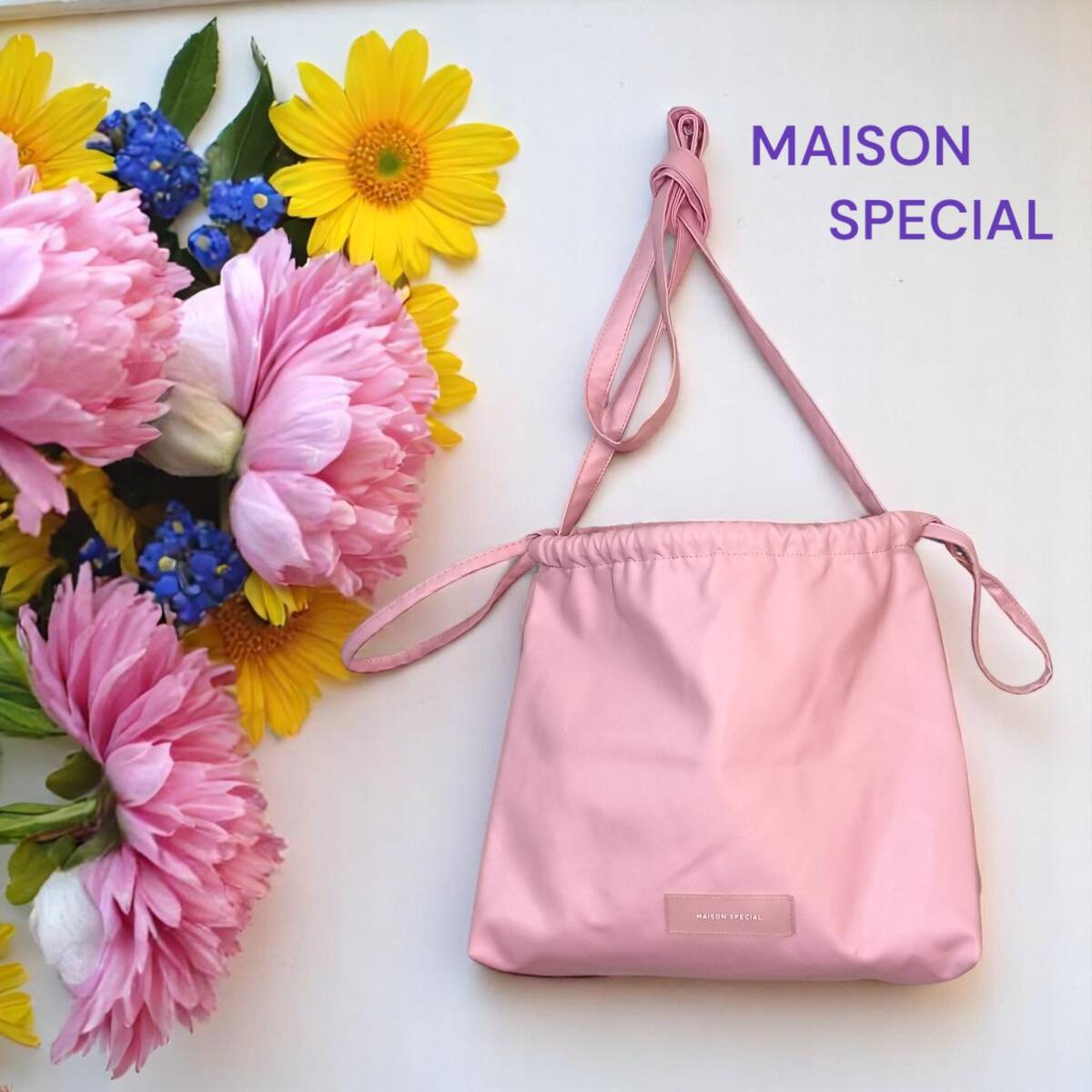 maison special メゾンスペシャル ショルダーバッグ 巾著 / ショルダー 肩掛け 斜めがけ バッグ 合皮 ピンク レディース