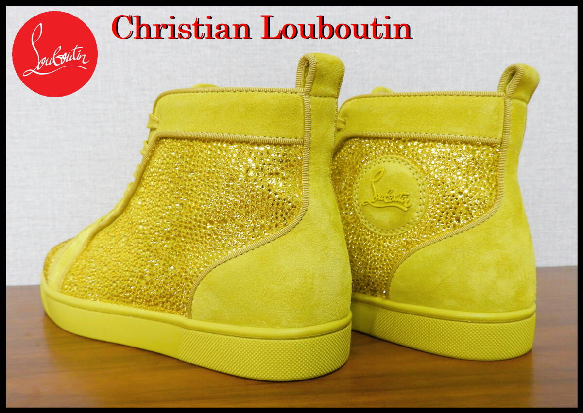 レアカラー Christian Louboutin ルイスストラス クリスチャンルブタン イエロー 黃色 オールスワロ 40 男女兼用 クリスタル スニーカー