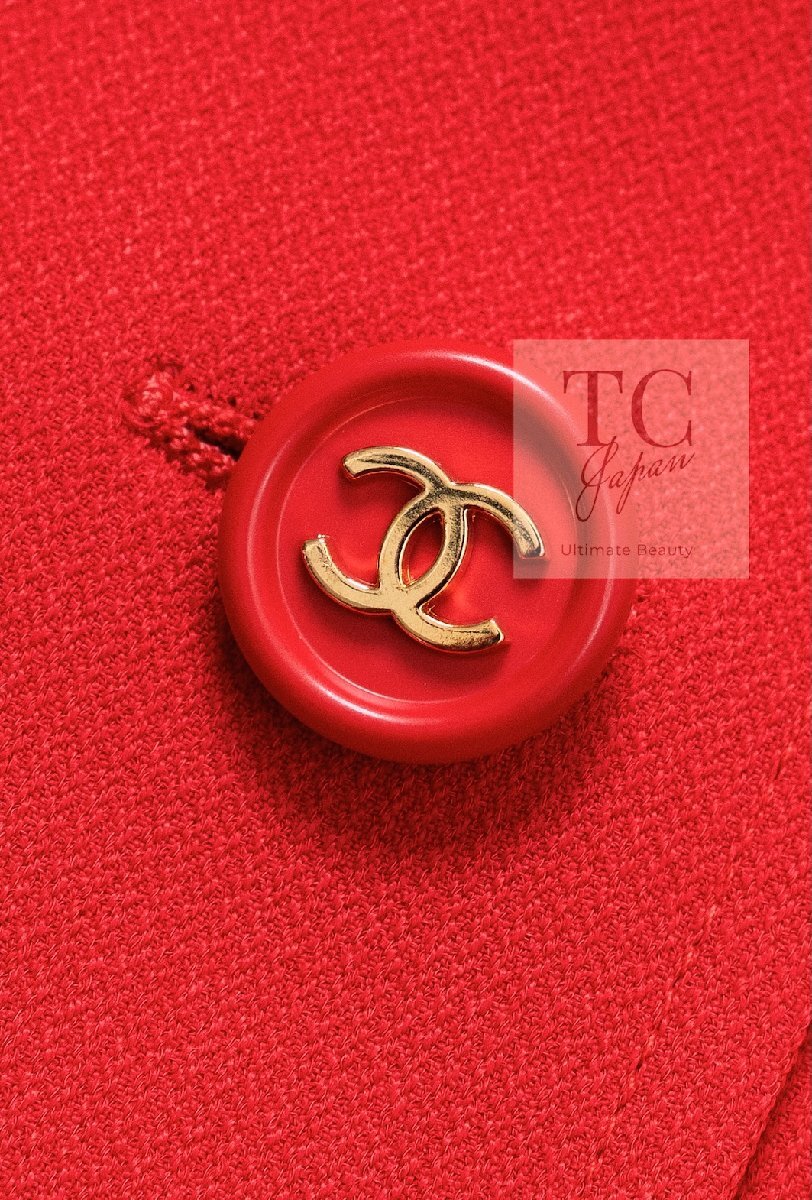 シャネル コート CHANEL ヴィンテージ オレンジレッド ジャケット ココボタン スプリング 春夏コート 淡いオレンジレッド ココボタン 38