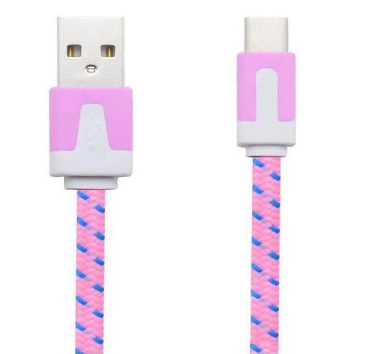 Type-C USB-C ケーブル 2m Android スマートフォン フラット ファブリックスリープ 充電 ケーブル 2m_画像3
