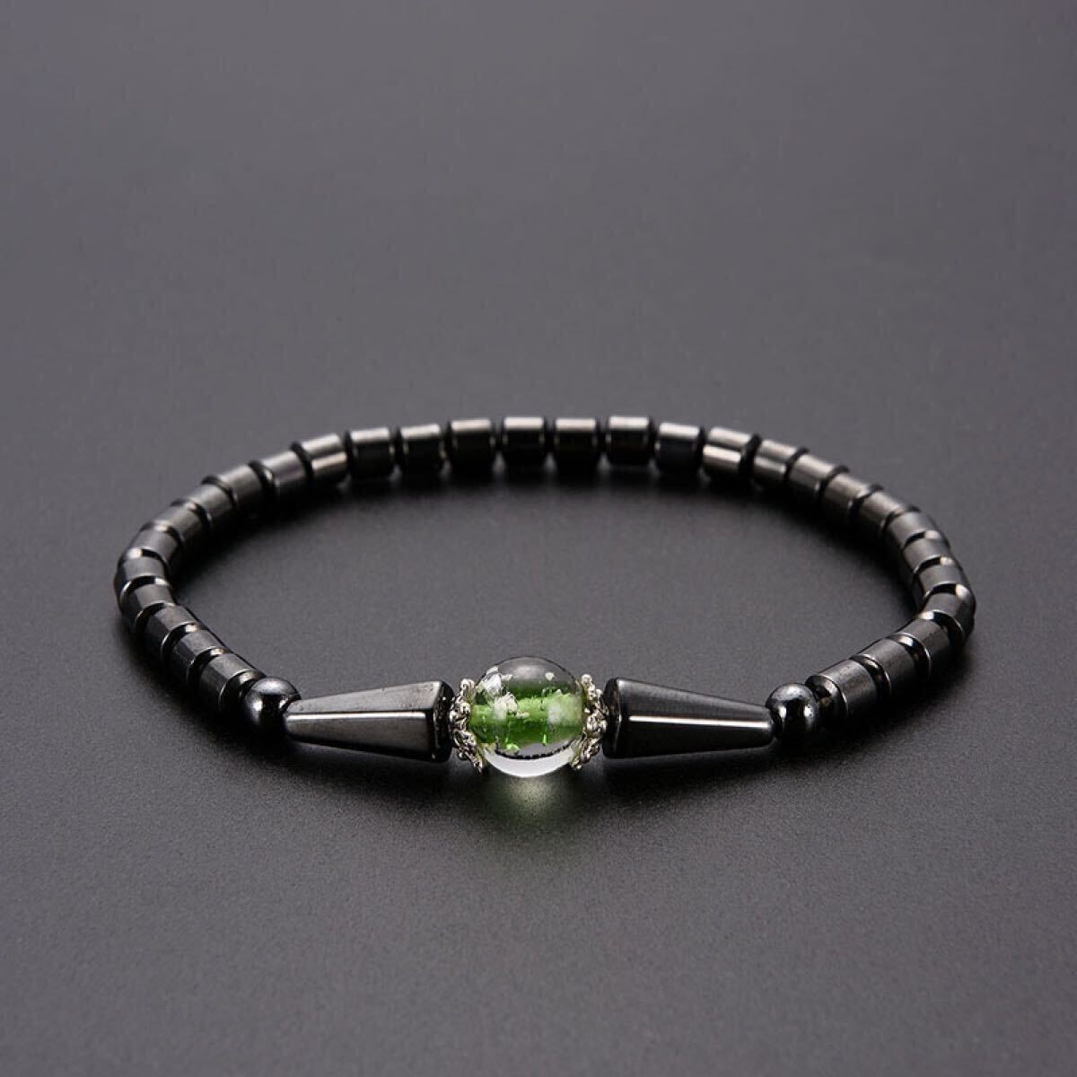 磁気アンクレット ヘタマイト 肩こり 肩コリ プレゼント 血行促進(jìn) 父の日 ブラック 黒 肩凝り パワーストーン ブレス クリスタル 水晶