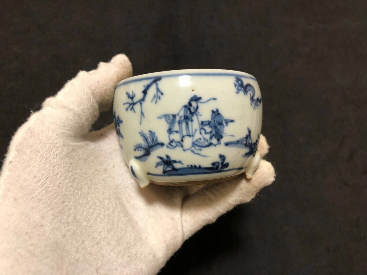 6-5 明時代 中国古玩 陶器 染付 香炉 香道具 茶器 時代物 旧家