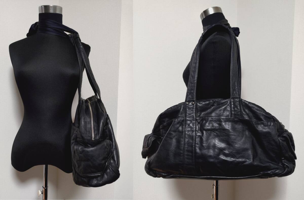 Y's ワイズ☆レザー ボストンバッグ☆黒