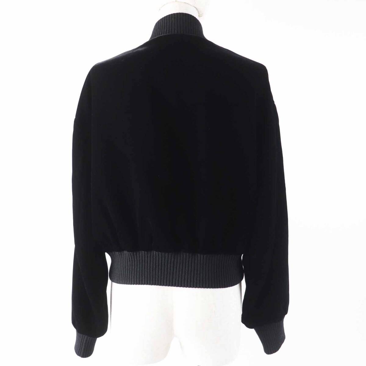 極美品◎MIUMIU ミュウミュウ ML553 ベルベット キャット ビジュー裝飾 ボンバージャケット ブラック 40 イタリア制 正規(guī)品 レディース