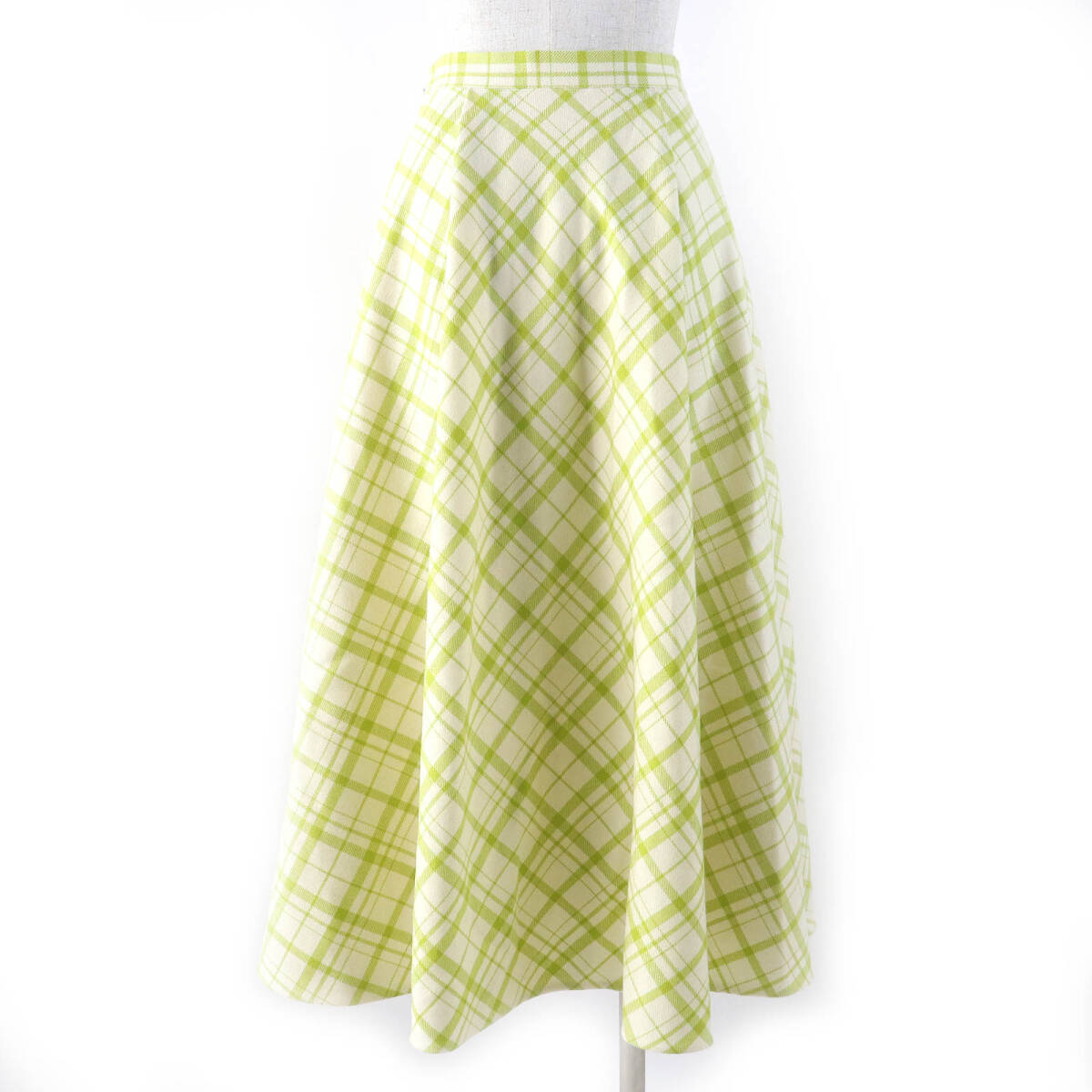 極美品△Christian Dior クリスチャンディオール 21AW 141J46A1342 ロゴバックル チェック柄 フレアスカート 42 正規(guī)品 ランウェイ著