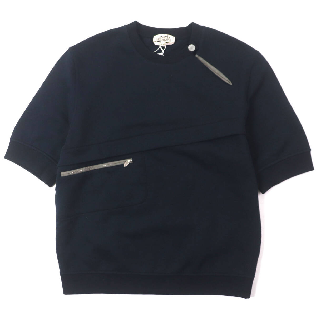 未使用品▼HERMES エルメス H457860HA MARINE セリエボタン クルーネック ショートスリーブ 半袖Tシャツ プルオーバー トップス L メンズ