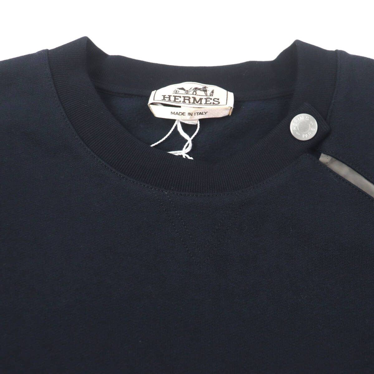 未使用品▼HERMES エルメス H457860HA MARINE セリエボタン クルーネック ショートスリーブ 半袖Tシャツ プルオーバー トップス L メンズ