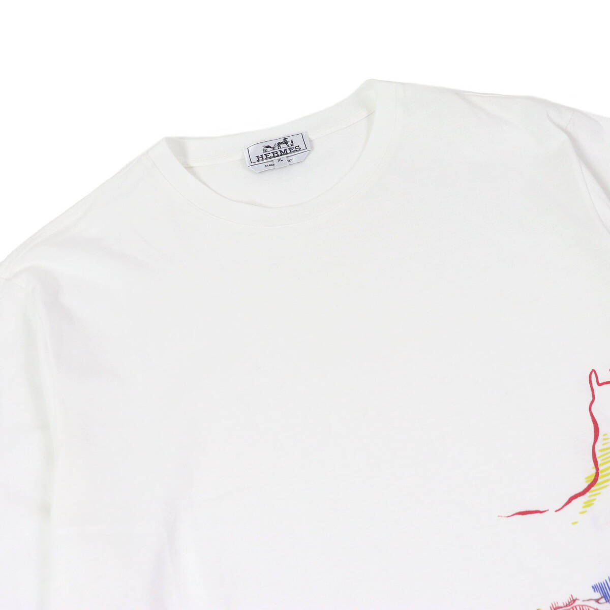 極美品□HERMES エルメス 22SS カルヴァガード コットン100％ ホース総柄 クルーネック カットソー 半袖Ｔシャツ 白 XL 伊制 正規(guī)品