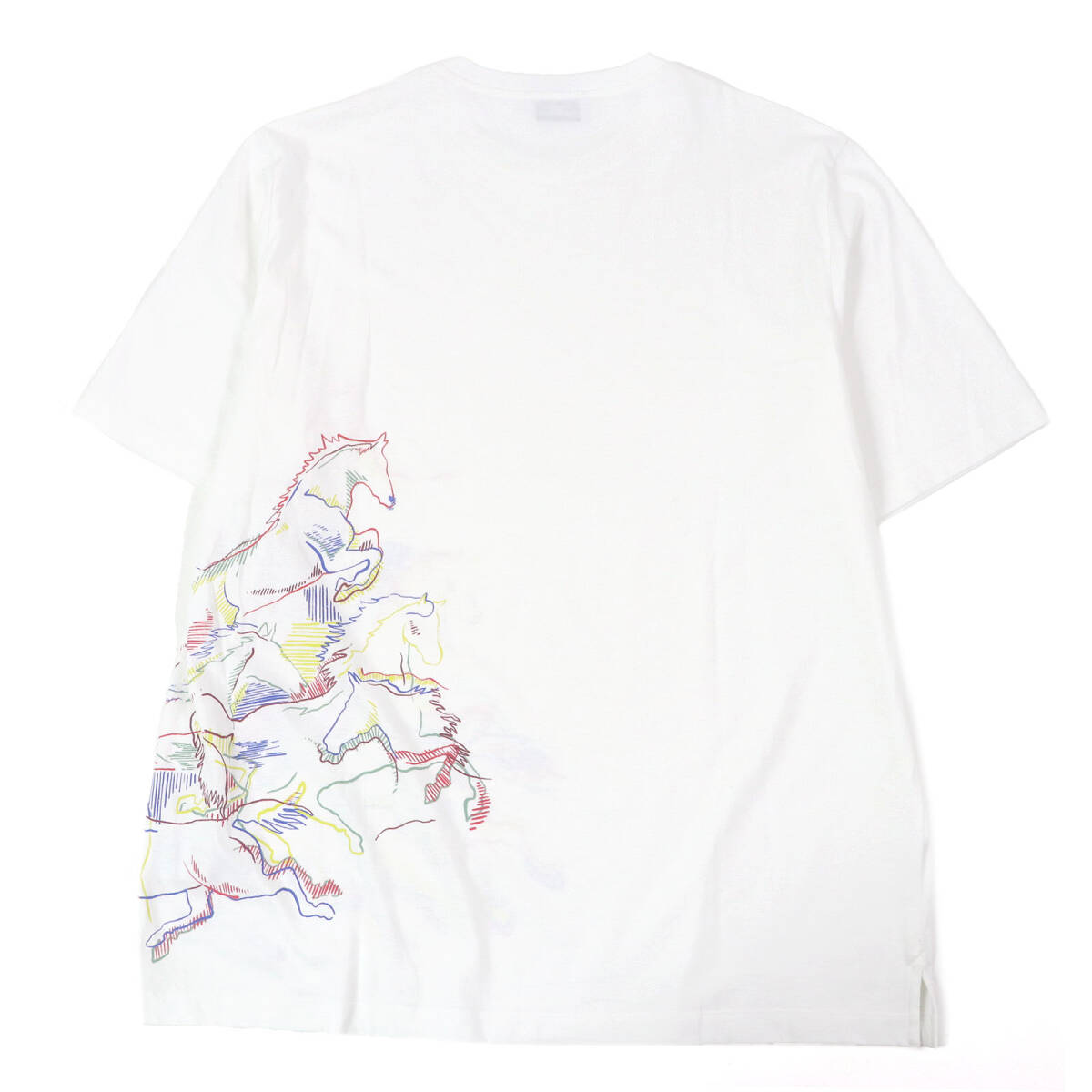 極美品□HERMES エルメス 22SS カルヴァガード コットン100％ ホース総柄 クルーネック カットソー 半袖Ｔシャツ 白 XL 伊制 正規(guī)品