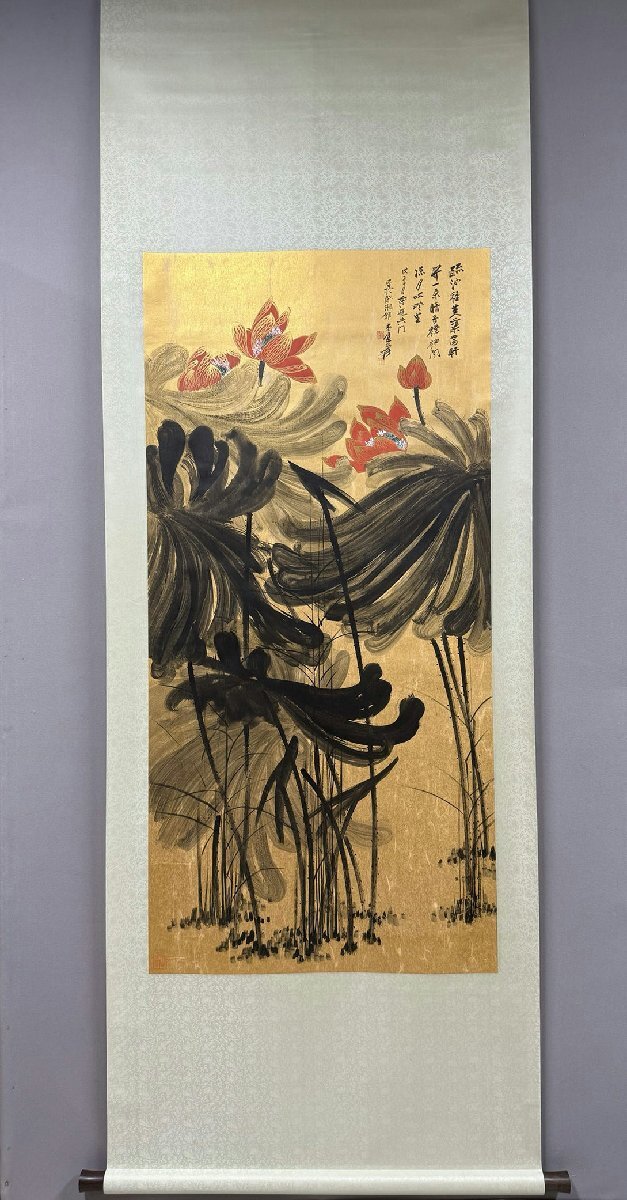古美術 掛軸 中国・明時代 張瑞図書 「書道」 紙本 立軸 真作 肉筆
