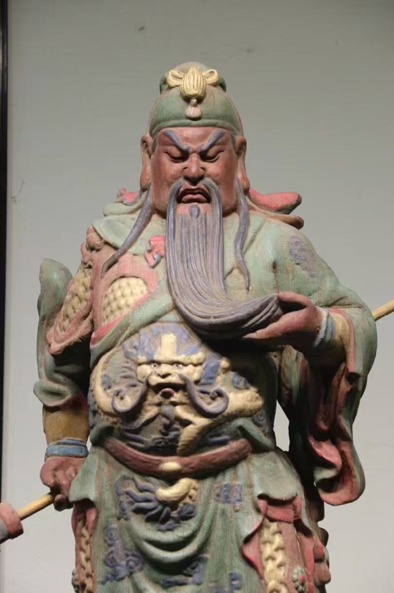■観心?時(shí)代舊蔵■B1190明時(shí)代 楠木関羽 武財(cái)神 楠木細(xì)密彫?超絶技巧?仏像 仏教古美術(shù) 細(xì)密造 寺院収蔵品 高さ155cm