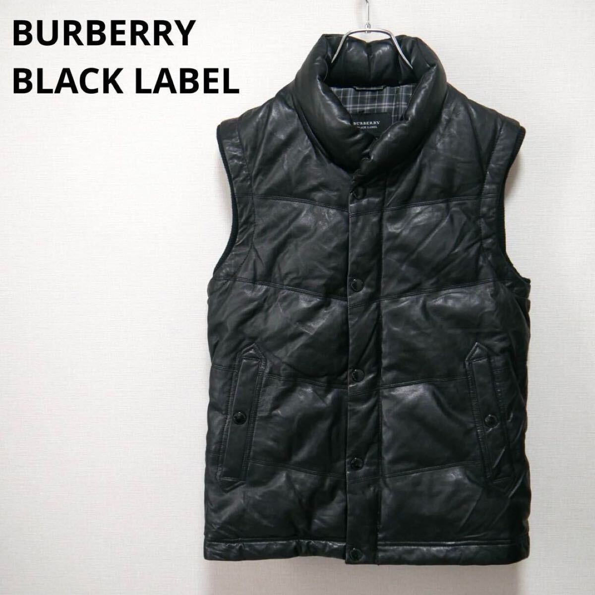 希少Lサイズ BURBERRY BLACK LABEL ラムレザーダウンベスト 希少Lサイズ BURBERRY BLACK LABEL ラムレザーダウンベスト