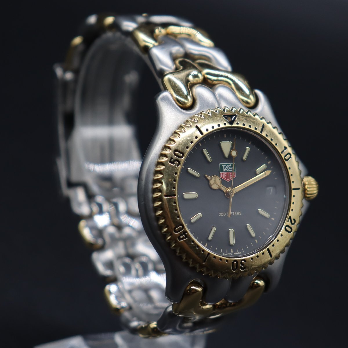 TAG HEUER タグホイヤー セルシリーズ 200M防水 S95.206M クォーツ コンビカラー グレー文字盤 デイト 純正コンビブレス スイス制 メンズ