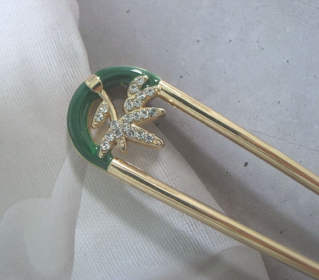 LEAF CLUB ♪簪 かんざし U字コーム コーム ヘアアクセ 笹の葉 笹 竹 葉 葉っぱ グリーン/緑 ゴールド/金_画像4