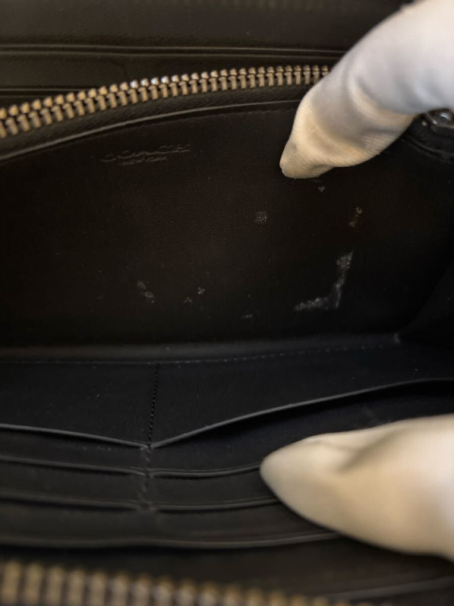 COACH コーチ 長財布 ファスナー式 シグネチャー柄 ブラウン系 レザーコンビ